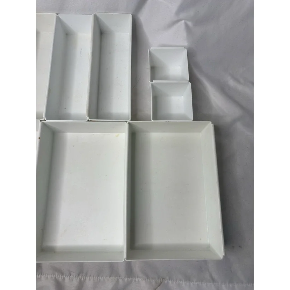 Vtg Rubbermaid Drawer Organizers Lot Of 11 White Interlocking 2910 2915 2916